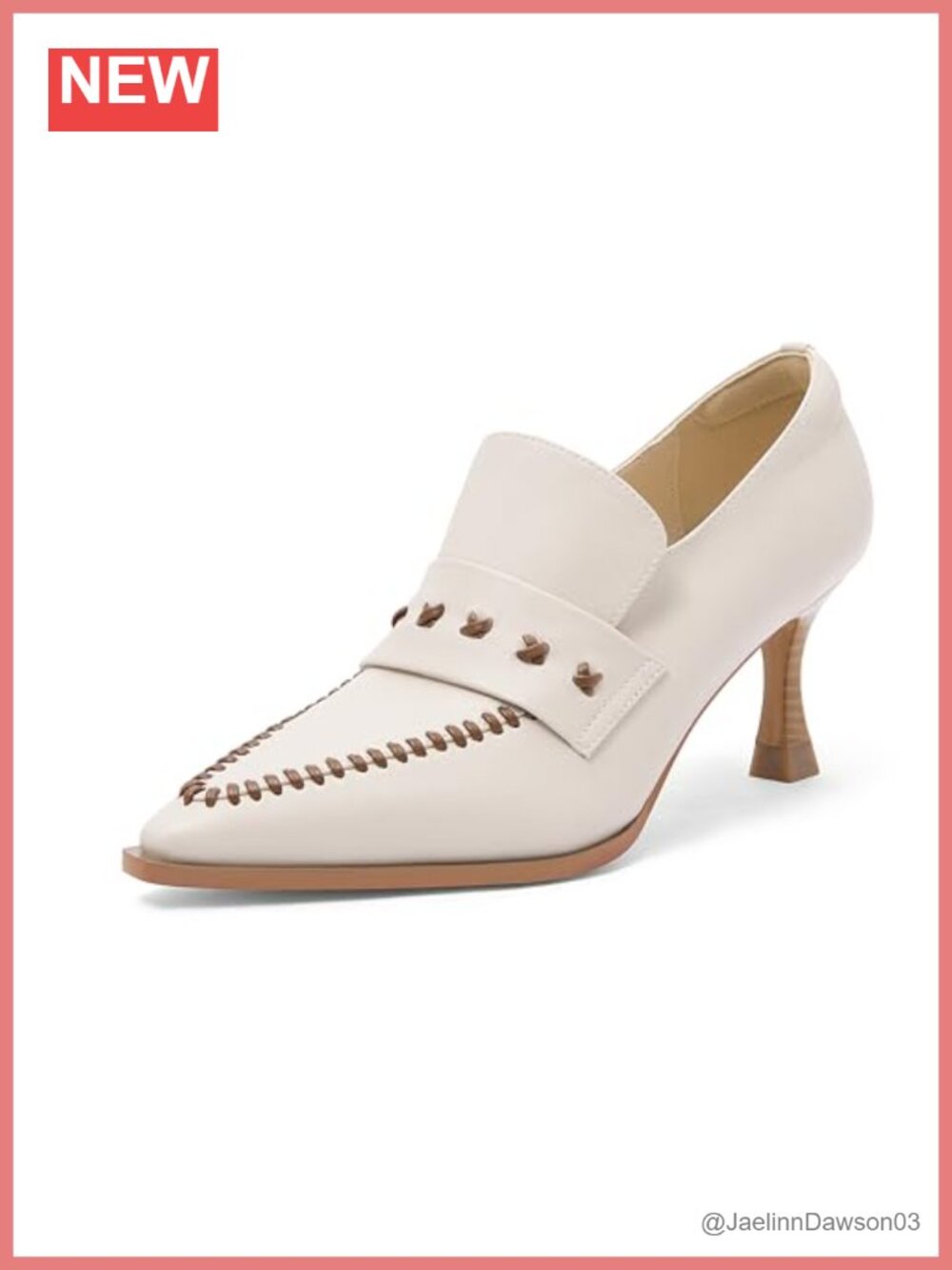 Women's Faux Leather Pointed Toe Kitten Heel Loafers